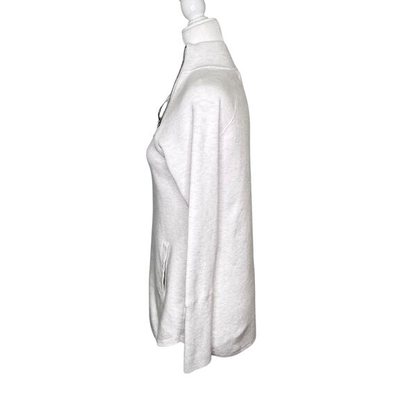 Tahari Ivory Gray Mock Turtleneck Tunic Sweater Pockets Zipper Detail Womens SM - Picture 6 of 9